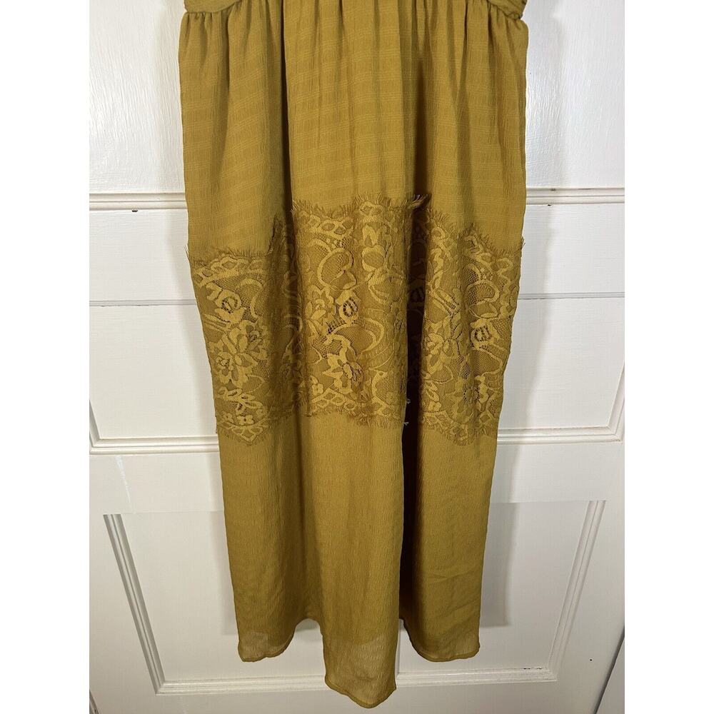 Moon River Lace Applique Sun Dress Womens Size XS Yellow Boho Gypsy Festival - Picture 3 of 11